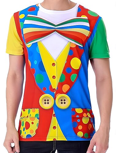  Karneval Herren Smoking Kostüm T Shirt Kurzarm T-Shirt 3D-Druck Rundhalsausschnitt Hemd Übertrieben Designer Party Ferien Club Blau Sommer Frühling Bekleidung S M L XL XXL XXXL