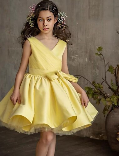  Niños Chica Vestido de Fiesta Color sólido Sin Mangas Rendimiento Malla Princesa Dulce Malla Hasta el Gemelo Vestido tubo Vestido de Tul Verano Primavera Otoño Niños Amarillo Rosa Azul cielo