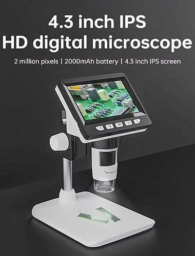  digitalt elektronmikroskop 4.3in 1000x 2mp klar display med ljus och stativ digitalt mikroskop usb industriell reparationsinspektionsverktyg