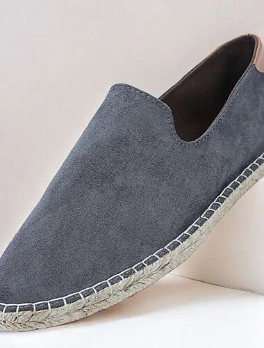  Alpargatas casuales sin cordones para hombre con parte superior de lona suave y cómoda suela de yute, perfectas para el verano, la playa y el uso diario.