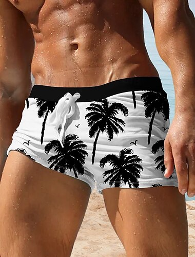  Herren Kokospalme Hawaiian Tropisch Badehosen Badeshorts Boardshorts Mittlere Taille Mode Designer Surfen Ferien Strand Tasche Kordelzug Elastischer Bund Designer Bekleidung