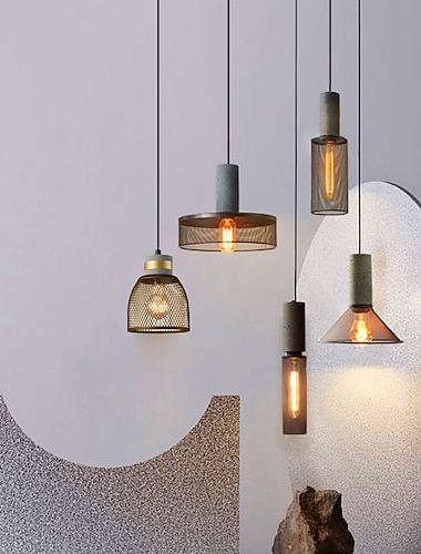  luminaire suspendu en béton abat-jour en maille métallique luminaire suspendu industriel moderne en ciment 110-240v