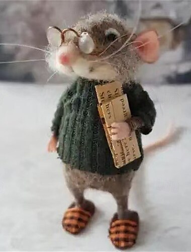  Lot de 5 souris feutrées à l'aiguille de Noël, kit de souris de culture feutrées à l'aiguille mignonnes, souris en feutre à l'aiguille faites à la main pour l'hiver, feutre de laine de Noël
