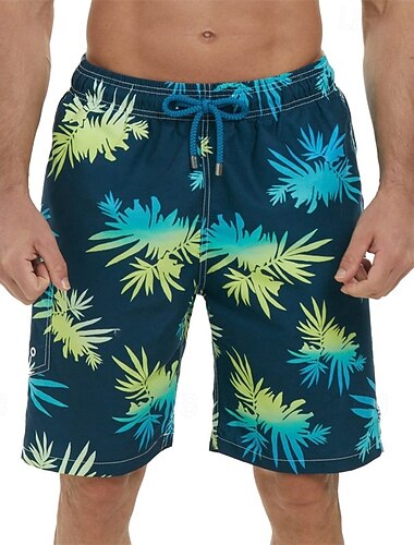 Men's Swim Trunks Swim Shorts Board Shorts Bathing Suit Drawstring with Pockets Swimming Surfing Beach Water Sports Tropical Printed Summer Spring