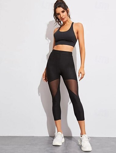  Damskie Spodnie do jogi Legginsy do jogi Niejednolita całość Podstawowy Podnoszenie pośladków Wyszczuplenie brzucha Wysoka talia Pilates Trening w siłowni Trening Rajstopy Legginsy capri