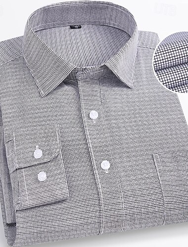  Men's Dress Shirt Non Iron Shirt Plaid Shirt Stretch Wedding Outdoor Light Blue Black Pink Blue Long Sleeve Collar Summer Spring Clothing Apparel
