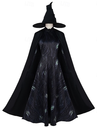  Hexe Glinda Elphaba Kleid Umhang Outfits Walpurgisnacht Film Cosplay for Damen Erwachsene Halloween Karneval Leistung Party Bühne