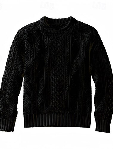  Homme Pull Jacquard Pull Pull en tricot A côtes torsadé Tricoter Hauts réguliers Tricoté Plein Col Ras du Cou Mode basique Vacances Usage quotidien Vêtement Tenue Automne hiver Noir Jaune S M L