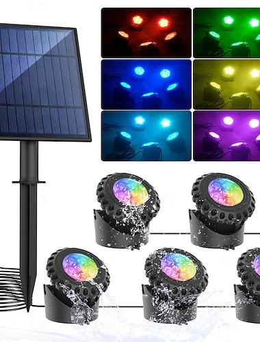  luce solare impermeabile per piscina - 5 teste 6 perline a led, illuminazione subacquea per laghetti e acquari, risparmio energetico per vialetti esterni, giardino, patio e piscina 1 pz
