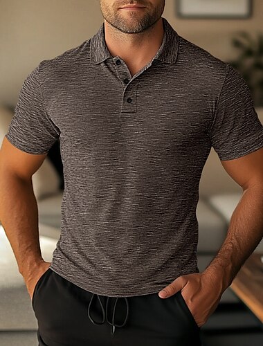  polos de sport pour hommes à domicile chemise de golf revers de sport décontracté manches courtes basique confortable boutons unis été coupe régulière marron foncé noir bleu gris polos de sport
