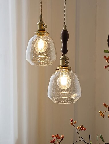  luchtbel glazen kroonluchter vintage metalen basis enkele kop hanglamp boerderij nachtkastje plafondlamp armatuur voor keuken eiland eetkamer slaapkamer hal bar woonkamer 15cm 110-240v