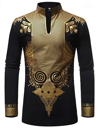  Herren Hemd Lässiges Hemd Smokinghemden Bronzieren Bühne Party / Cocktail Schwarz Weiß Rot Marineblau Langarm Ständer Frühling & Herbst Bekleidung