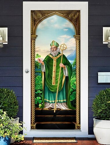 St. Patrick's Day Tür Gobelin Glückskleeblätter Türvorhang Dekoration Hintergrund Indoor/Outdoor Türbanner für Haustür Bauernhaus