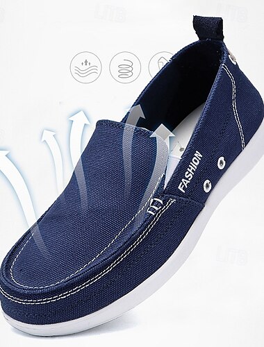  męskie lekkie, płócienne mokasyny typu slip-on – oddychające, casualowe buty do noszenia na co dzień i w podróży