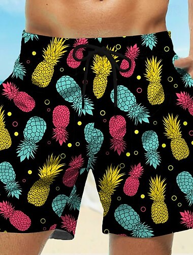  Homme Fruit Ananas Maillots de bain Shorts de bain Shorts de Surf Taille Moyenne Streetwear Hawaïen Occasionnel Quotidien Fête Avec Poches Cordon de serrage Taille Élastique Designer Vêtement Tenue