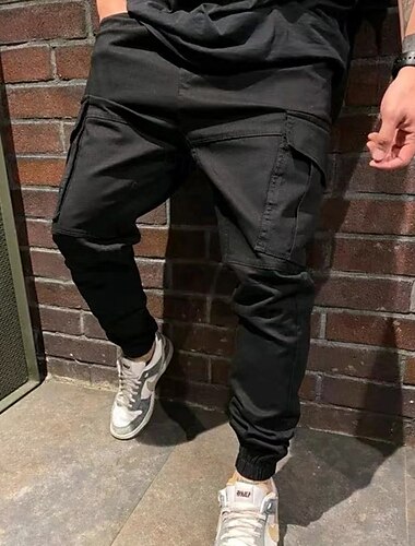  Herren Cargohose Cargohosen Cargohose Jogginghose Jogger Hose Hosen Freizeithose Kordelzug Elastische Taille Multi Pocket Glatt Komfort Weich Knöchellänge Outdoor Casual Täglich Modisch Strassenmode