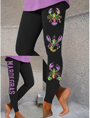  Leggings Pantalones para Mujeres Moda Streetwear Longitud Completa Cintura Alta Estampado Gráfico Térmico Cálido Transpirable Suave Microelástico Exterior Diario Negro Otoño Invierno Corte Regular