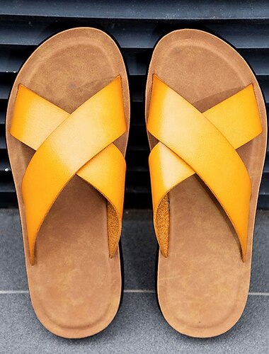  casual sandaler med korsband för män, bekväma sommarsko i konstläder för utomhus- och strandkläder