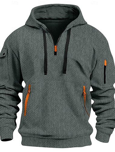  Per uomo Felpa con cappuccio Felpa con cappuccio e cerniera a un quarto Felpa con cappuccio tattica Nero Bianco Rosso Blu Reale Cachi Con cappuccio Liscio Tasche Sportivo Giornaliero Per eventi