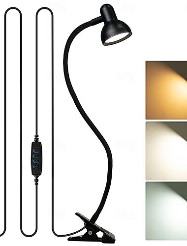  lampe à pince à LED alimentée par USB pour chambre à coucher &salon – protection des yeux, lecture &lampe d'apprentissage, conception de petit tube 1pc