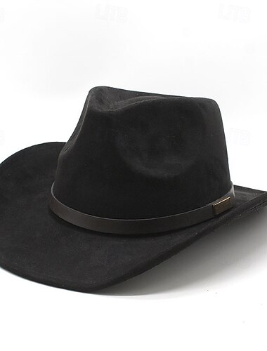  Муж. Шляпа от солнца Ковбойская шляпа Шляпа Fedora Trilby Черный Верблюжий Сукно Старинный Мода 18-ый век штат Техас Повседневные Тематическая вечеринка Сплошной/однотонный цвет