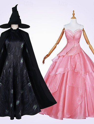  Heks Glinda Elfaba Jurken Mantel Outfits Walpurgisnacht Film cosplay for Dames Volwassenen Halloween Carnaval Mardi Gras Prestatie Feest Toneel