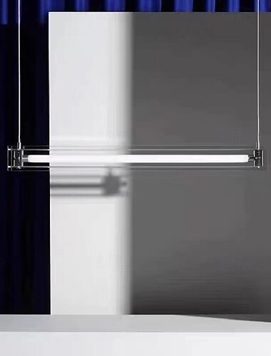  Lámpara colgante lineal cromada para comedor, luz led industrial, moderna lámpara colgante de vidrio transparente, lámpara de techo grande 110-240v 80cm