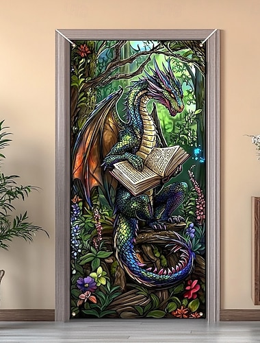  dörrdekorationer dörrskydd läsning drake dörr gobeläng dörr gardin dekoration bakgrund inomhus/utomhus dörr banner för ytterdörr bondgård