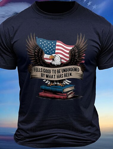  Herren Amerikanische US-Flagge Adler Patriotisch T Shirt T-Shirt 100% Baumwolle Kurzarm Grafik Hemd Schwarz Weiß Armeegrün Bequemes T-Shirt Urlaub Straße Modedesigner-Kleidung