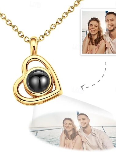  Collana di Proiezione Personalizzata Miglior Regalo per la Mamma - Regalo di Nozze per Coppia Pendente a Cuore Cavernoso Proiezione Fotografica Perfetto per la Festa della Mamma Regalo Romantico per