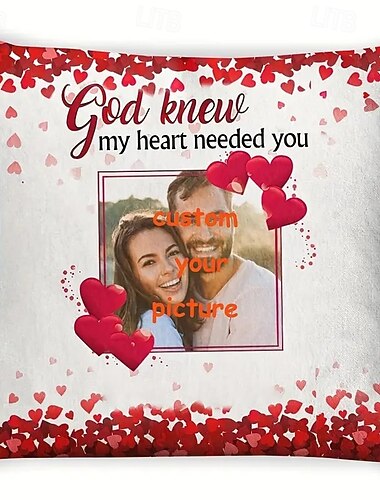  Capa de Almofada Personalizada para o Dia dos Namorados Presente Fotográfico Memorial de Amor Capa de Almofada Almofada Presente para Ela/Ele