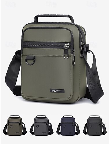  pánská zelená crossbody kabelka s mnoha kapsami na zip - odolná a stylová pro každodenní i cestovní použití