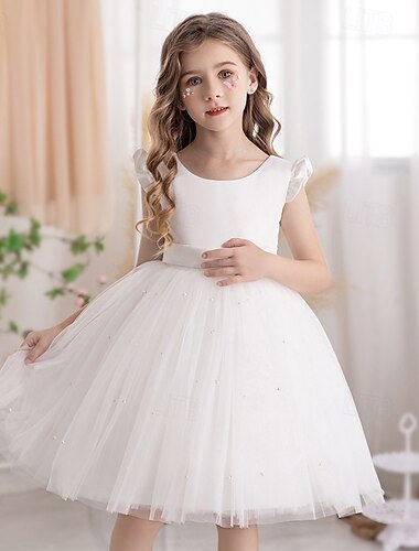  Šaty pro květinovou družičku děti Dívčí Princeznovské šaty Výkon Svatební Párty Elegantní Krásná Síťka Pevná barva Bez rukávů Tričkový Světle žlutá Bledě růžová 4 roky +