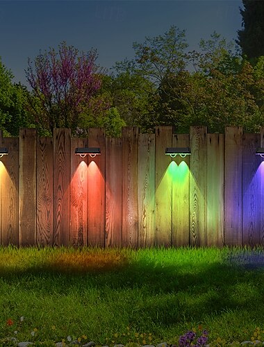 1/2 st solcell utomhus vägglampa innergård vattentät väggtvätt ljus rgb färg växlande villa trädgård staket veranda landskap dekoration