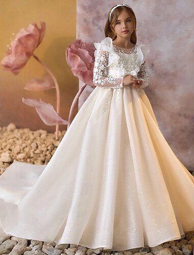  Ballkleid Knie-Länge Blumenmädchenkleid Quinceanera Gefrorene Elsa Mädchen Süßes Ballkleid Tüll mit Gerafft Königlicher Stil Ballettröckchen Fit 3-16 Jahre