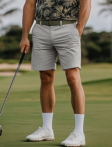  Herren Kleid-Shorts Arbeitsshorts Lässige Shorts Kurze Golfhosen Tasche Gerade geschnitten Einfarbig Komfort tragbar Knielänge Outdoor Täglich Strassenmode Stilvoll Schwarz Braun