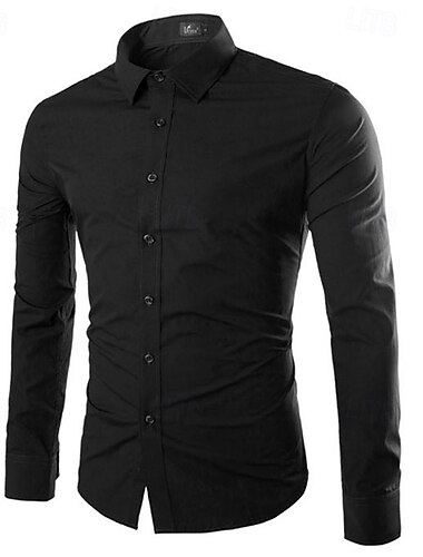 Herren Hemd Kleidhemd Knopfhemd Einfach Hochzeit Party Schwarz Weiß Gelb Rosa Langarm Revers Frühling & Herbst Bekleidung