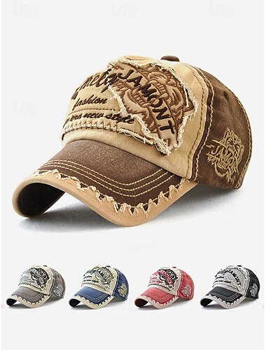  boné de beisebol vintage desgastado masculino – design de patch bordado, chapéu ajustável casual para esportes ao ar livre, viagens e uso diário