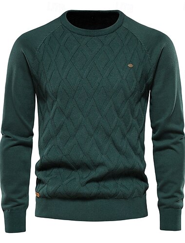  Herren Pullover Stricken Einfarbig Rundhalsausschnitt Strickware Elegant Weihnachten Outdoor Bekleidung Raglanärmel Frühling Herbst Schwarz Rote S M L