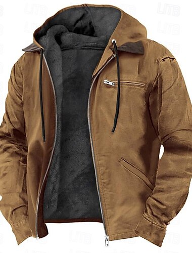  Hombre Sudadera Sudadera con capucha y cremallera completa Ropa sherpa Verde Ejército Azul Piscina Marrón Gris Con Capucha Plano Bolsillo Deporte Diario Festivos Vintage Ropa de calle Casual Otoño