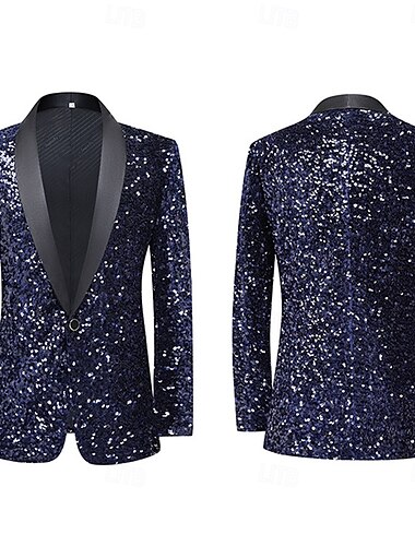  Disko 1980er Blazer mit Reverskragen Disco Pailletten Herren Halloween Maskerade Party Club Pride Parade Erwachsene Mantel Herbst Winter
