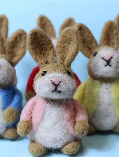  accessoires de poupée waldorf en laine douce faite à la main bébé lapin fille accompagner poupées de chiffon cadeau d'anniversaire poupée tricotée jolie fille en peluche jouet en peluche kit de poupée