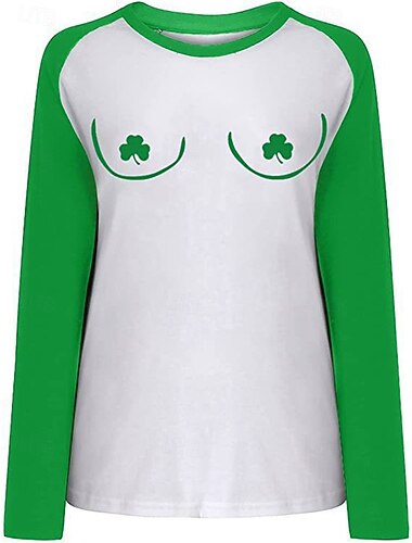  Japonesa/Curta Desenho Mangá Anime Arte Gráfica Para Mulheres Adulto dia de São Patrick Hot Stamping Casual / Diário Festival