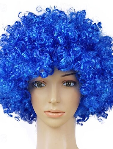  Kunsthaarperücke Afro mit Pony Perücke kurz Regenbogenfarben dunkelgold orange Farbe schwarz weiß Kunsthaar Herren blond pink rot für Karneval