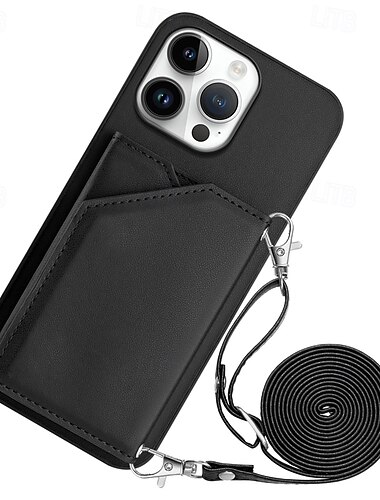  غطاء هاتف لـ iPhone 16 Pro Max Plus iPhone 15 Pro Max Plus iPhone 14 13 12 11 Pro Max Plus Mini غطاء خلفي مع حامل قاعدي وحبل بطاقة سحاب جلد TPU PU Retro