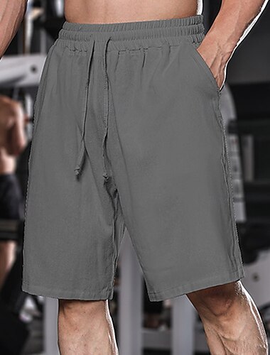  Herren Shorts Kurze Hosen Leinenshorts Kurze Hosen Sommer-Shorts Strandshorts Kurze Hosen Baggy Shorts Kurze Hosen Kordelzug Elastische Taille Glatt Komfort Atmungsaktiv Knielänge Yoga Laufen