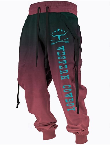  Herren Western Mit Buchstaben bedruckt Cowboy Jogginghose Trainingshose Hose Hosen Mittlere Taillenlinie Elastischer Kordelzug in der Taille Aktiv Vintage Brautkleider schlicht Outdoor Strassenmode