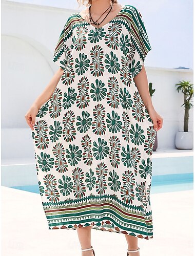  Femme Maillots de Bain Vêtement couvrant Maillot de bain Protection UV Vacances Tenues de plage Graphic Col V Manches courtes Maillots de bain