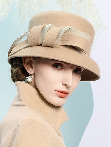  Hüte 100% Wolle Bowler / Glockenhut Eimer Hut Hochzeit Teeparty elegante Hochzeit mit Bowknot Spleißen Kopfbedeckung Kopfbedeckung