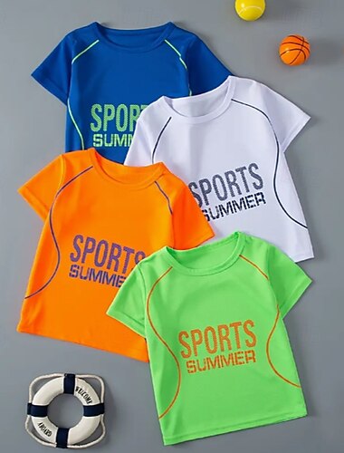  Multipack 4st Pojkar Rund hals Kort ärm T-shirt T-tröja Mönster Grafisk Semester Dagliga kläder Polyester Vår & sommar